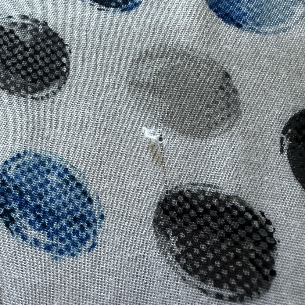 White House Black Market Blue Polka Dot Printed Scarf Fringe Edges Gift For Her - Picture 9 of 10